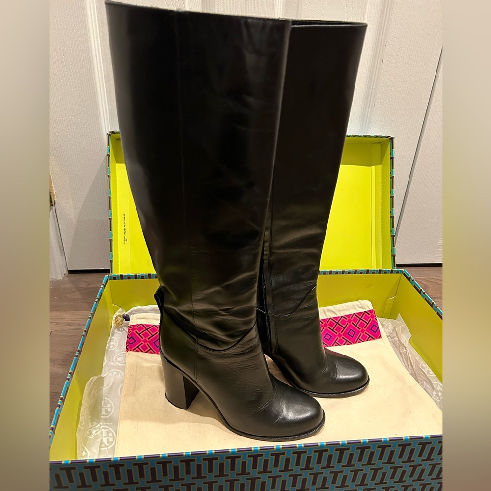 Kate Spade Black Heeled Leather Boots - Picture 2 of 9